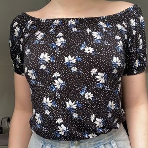 Flower Off The Shoulder Crop Top